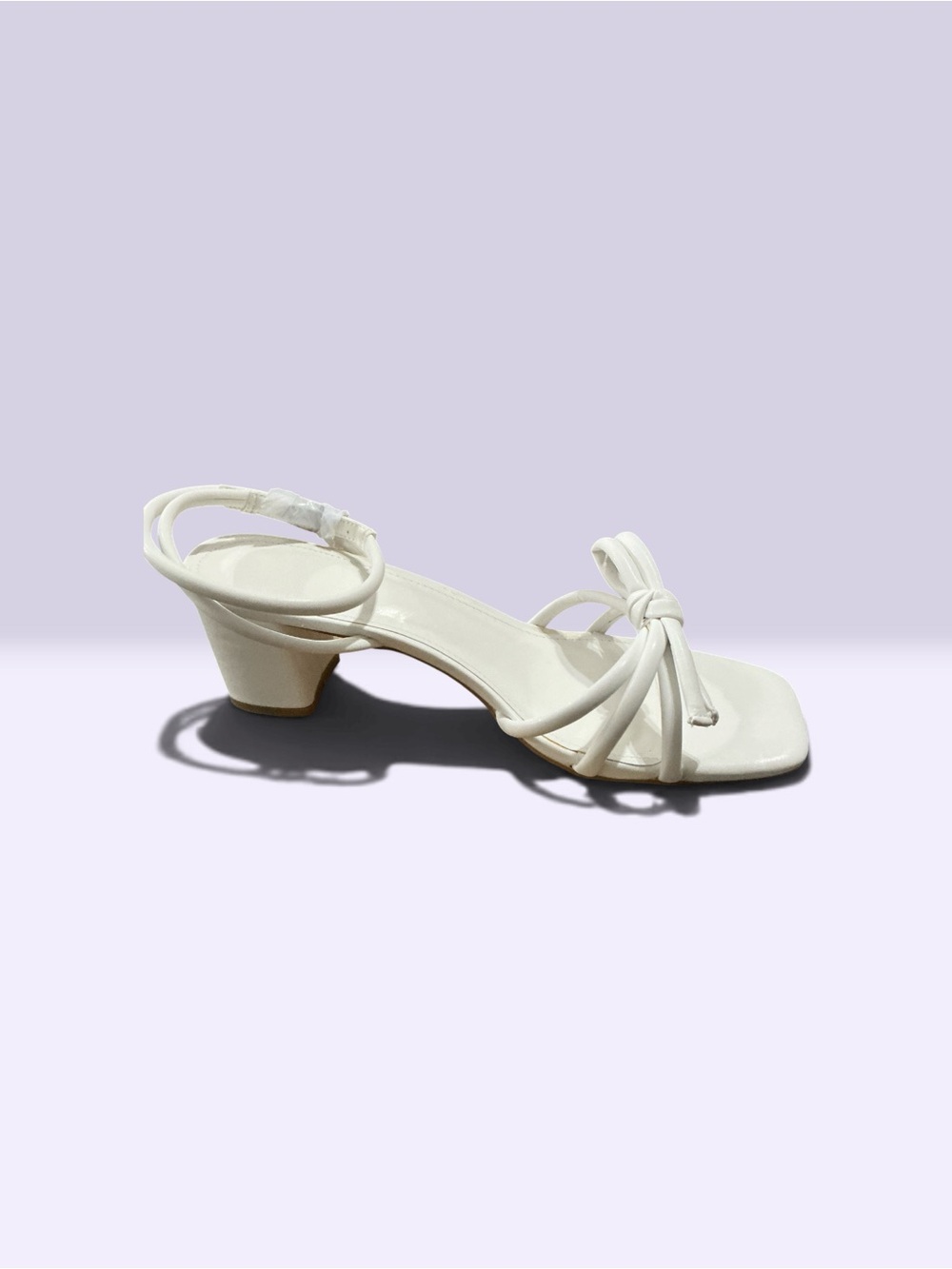 Elegant White Knot-Strap Low Heel Slingback Sandal